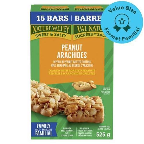 Nature Valley Sweet and Salty Peanut Granola Bars, 15 Bars, 525 g