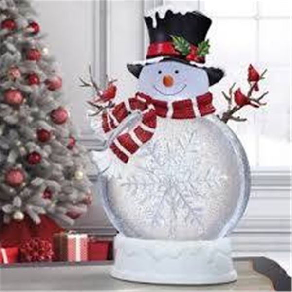 18-inch Holiday Snowman Decoration With Glitter and LED Lights