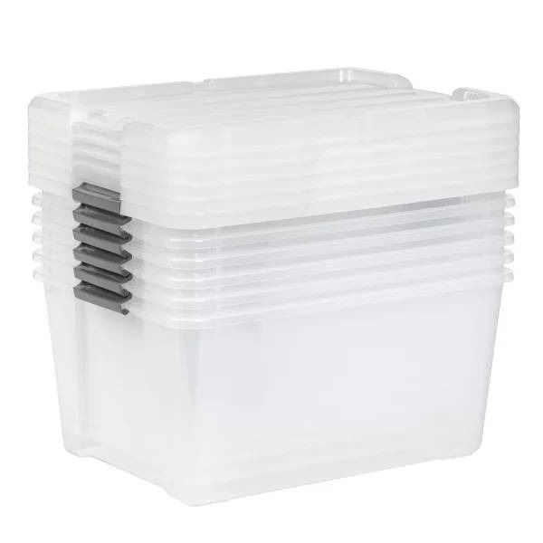 6 Clear Storage Bins with Lids, 12.2L Capacity Each