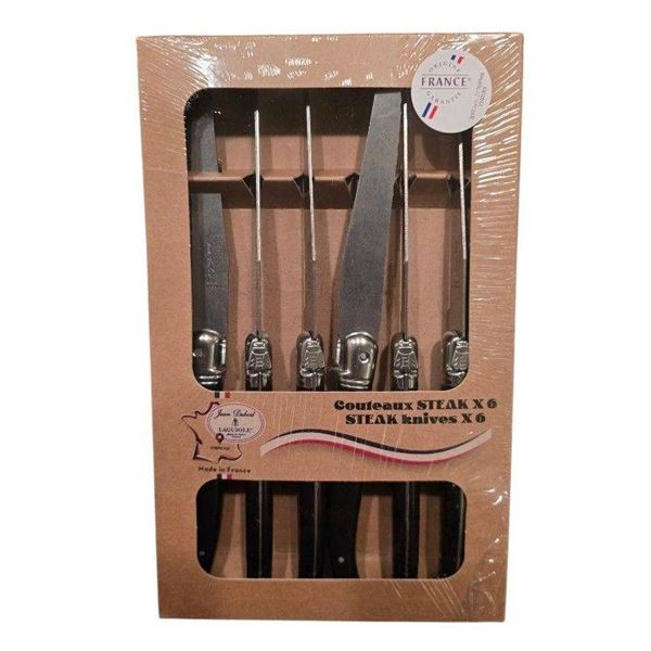 Couteau Steak Knife Set With Black Handles, 6 Pieces