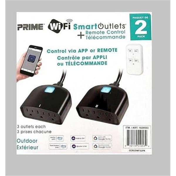 Prime WiFi Smart Outlets with App Control and Remote Functionality