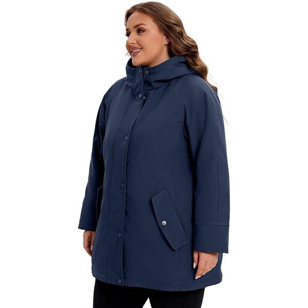 Windmill Women’s Rain Hooded Jacket, Navy, Size 3X