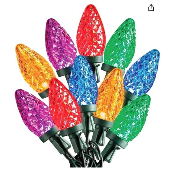 Sylvania Stay-Lit LED C9 Lights, Multicolor, 2 Sets of 50