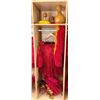 Image 1 : Red Artificial Fringe Dance Skirt w/ Hip Hei Band, Headdress, Uli Uli, Gourd & Tassels