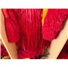 Image 9 : Red Artificial Fringe Dance Skirt w/ Hip Hei Band, Headdress, Uli Uli, Gourd & Tassels