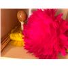 Image 12 : Red Artificial Fringe Dance Skirt w/ Hip Hei Band, Headdress, Uli Uli, Gourd & Tassels