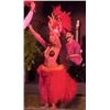 Image 3 : Red Artificial Fringe Dance Skirt w/ Hip Hei Band, Headdress, Uli Uli, Gourd & Tassels