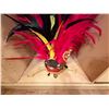 Image 5 : Red Artificial Fringe Dance Skirt w/ Hip Hei Band, Headdress, Uli Uli, Gourd & Tassels