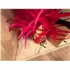 Image 7 : Red Artificial Fringe Dance Skirt w/ Hip Hei Band, Headdress, Uli Uli, Gourd & Tassels
