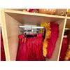 Image 8 : Red Artificial Fringe Dance Skirt w/ Hip Hei Band, Headdress, Uli Uli, Gourd & Tassels