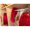 Image 8 : Red Artificial Fringe Dance Skirt w/ Hip Hei Band, Headdress, Uli Uli, Gourd & Tassels