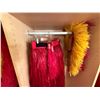 Image 10 : Red Artificial Fringe Dance Skirt w/ Hip Hei Band, Headdress, Uli Uli, Gourd & Tassels