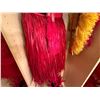 Image 11 : Red Artificial Fringe Dance Skirt w/ Hip Hei Band, Headdress, Uli Uli, Gourd & Tassels