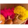 Image 15 : Red Artificial Fringe Dance Skirt w/ Hip Hei Band, Headdress, Uli Uli, Gourd & Tassels