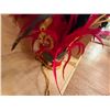 Image 7 : Red Artificial Fringe Dance Skirt w/ Hip Hei Band, Headdress, Uli Uli, Gourd & Tassels
