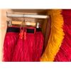 Image 5 : Red Artificial Fringe Dance Skirt w/ Hip Hei Band, Headdress, Uli Uli, Gourd & Tassels