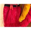 Image 6 : Red Artificial Fringe Dance Skirt w/ Hip Hei Band, Headdress, Uli Uli, Gourd & Tassels