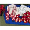 Image 10 : Qty 10 Red & White Floral Costume Pieces: Skirts, Tops, Belts & Hair Combs