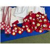 Image 9 : Qty 10 Red & White Floral Costume Pieces: Skirts, Tops, Belts & Hair Combs