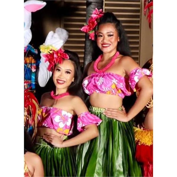 Qty 10 Pink & White Floral Costume Pieces: Tops & Armband Accents