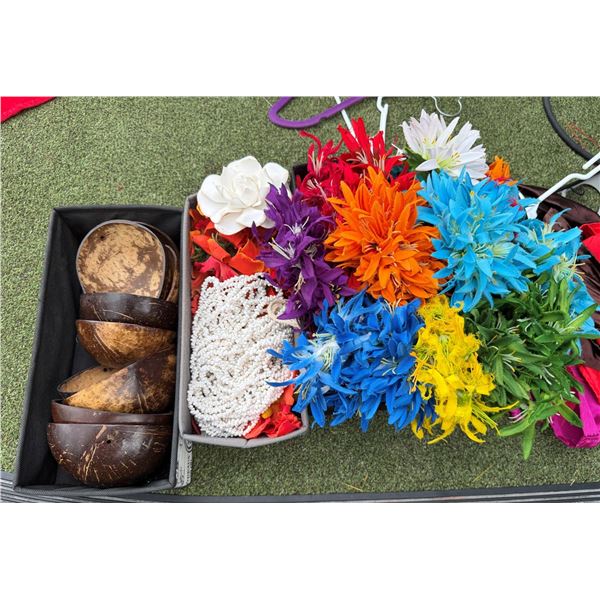 Multiple Costume Accessories: Flowers, Coconut Shell Halves, Shell Lei, etc