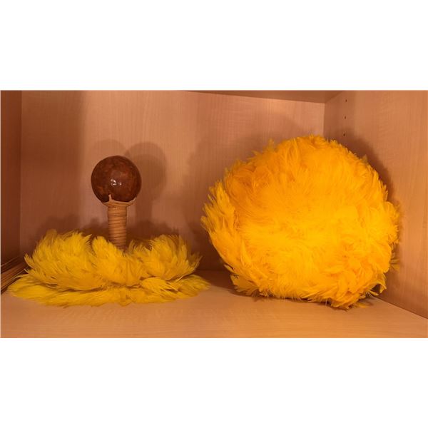 Qty 2 Uli Uli Feathered Gourd Hula Implements