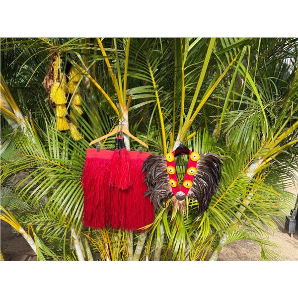 Red Artificial Fringe Dance Skirt w/ Hip Hei Band & Tassels