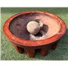 Image 1 : Round Wooden Kava Bowl 15" Dia, 6"H w/ Coconut Shell