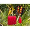 Image 1 : Red Artificial Fringe Dance Skirt w/ Hip Hei Band & Tassels
