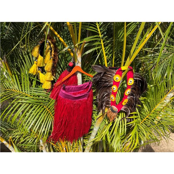 Red Artificial Fringe Dance Skirt w/ Hip Hei Band & Tassels