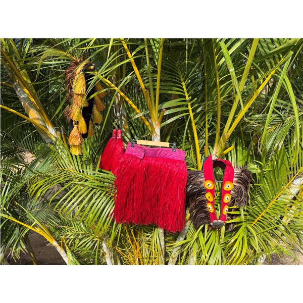 Red Artificial Fringe Dance Skirt w/ Hip Hei Band & Tassels