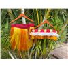 Image 1 : Red & Yellow Artificial Fringe Dance Skirt w/ Hip Hei Band