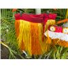 Image 4 : Red & Yellow Artificial Fringe Dance Skirt w/ Hip Hei Band