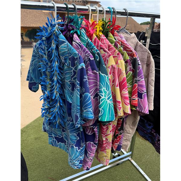 Qty 8 Aloha Shirts w/ 6 Artificial Lei, Misc Colors