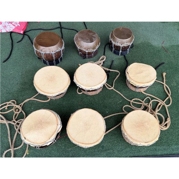 Qty 9 Hawaiian Pūniu Small Drums