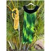 Image 1 : Green Leaf Print Velvet Dress w/ Lei & Haku Lei