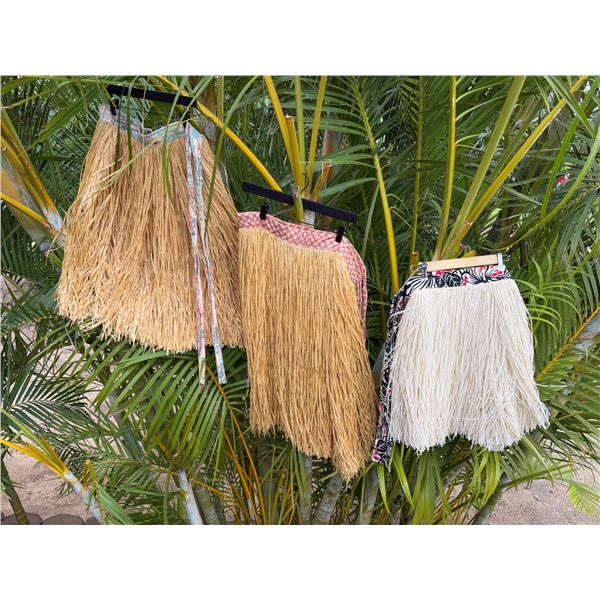 Qty 2 Yellow & 1 White Artificial Fringe Dance Skirts