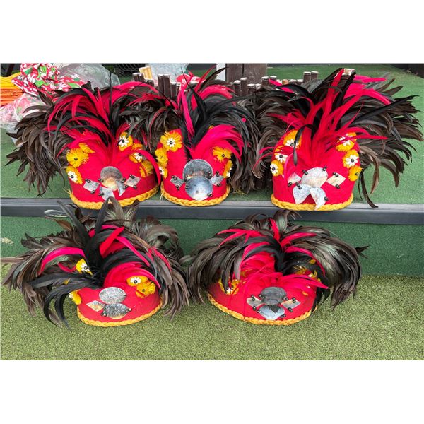 Qty 5 Traditional Polynesian Feather Headdresses