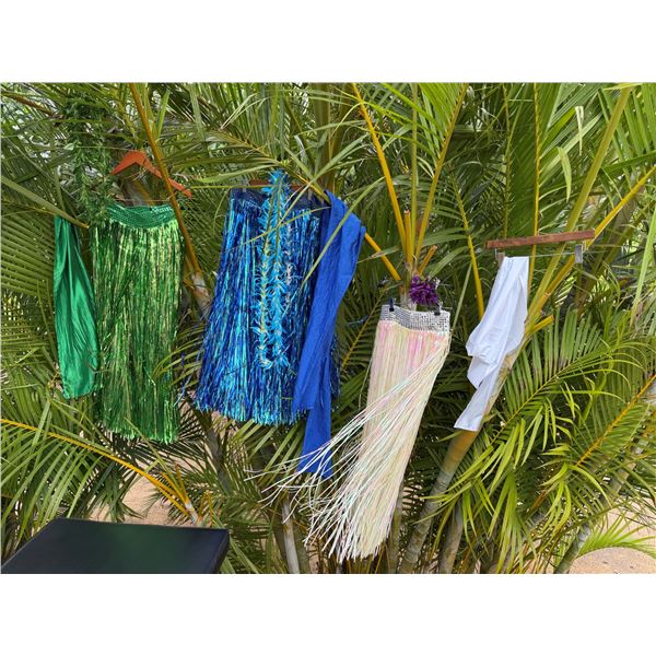 Qty 3 Artificial Fringe Dance Skirts w/ Wraps, Misc Colors