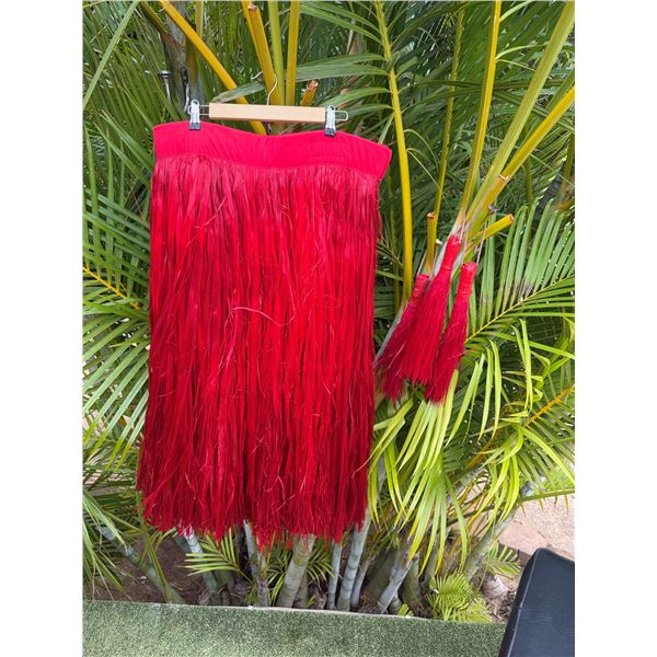 Red Artificial Fringe Dance Skirt w/ Tassels