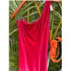 Image 4 : Red Off-Shoulder Velvet Dress w/ Leaf Print & Multiple Lei & Haku Lei