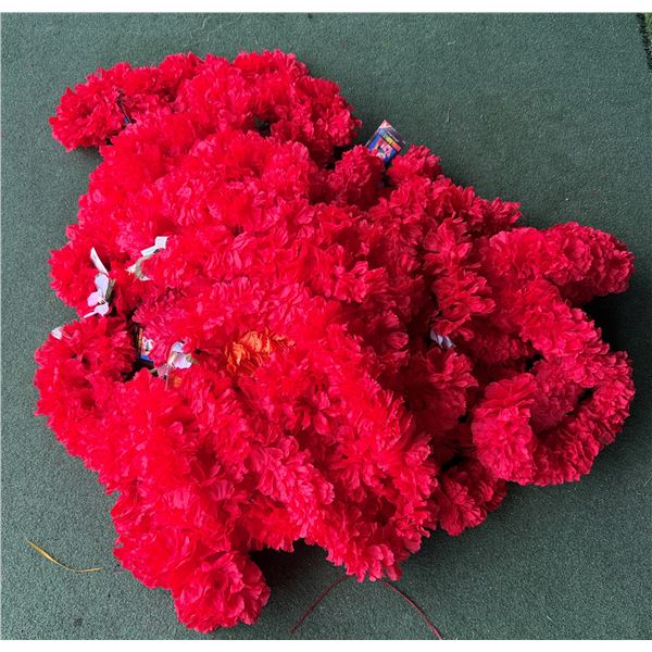 Multiple Red Artificial Lei