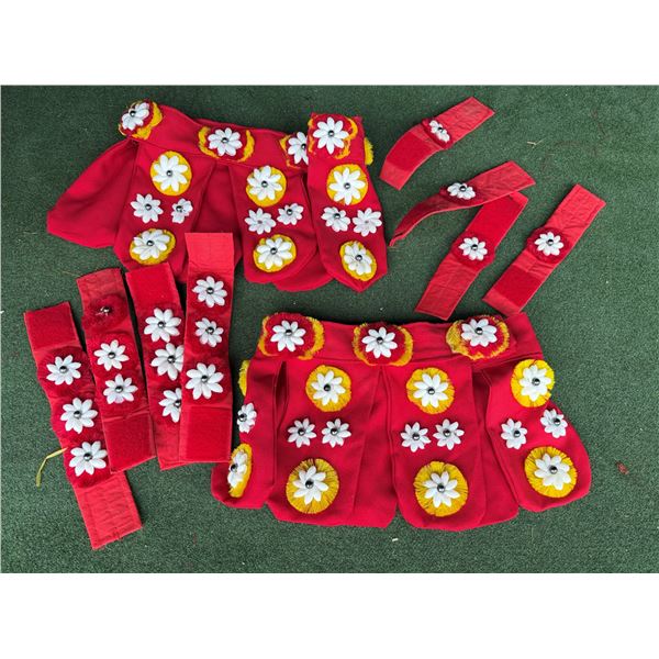 Qty 2 Red Hip Hui Bands w/ 8 Matching Wrist Bands