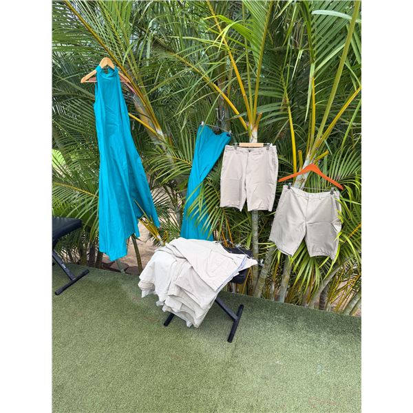 Multiple Off-White Shorts, Blue Sleeveless Dress & Skirt