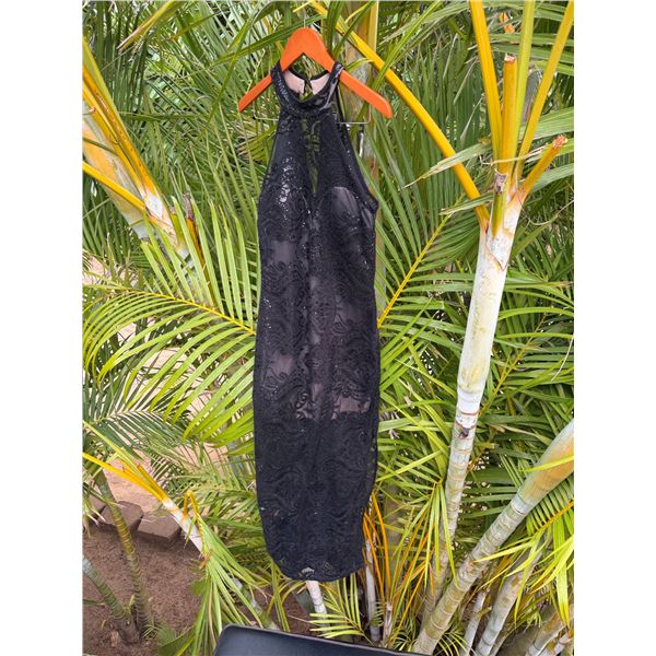 Black Sleeveless Dress w/ Floral Lace