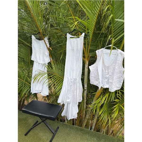 Sleeveless White Floral Dress, Tank w/ Skirt & Vest