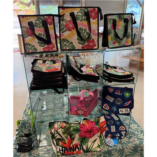 Contents of Display: Hawaii Tote Bags, Misc Sizes & Designs (rack not included)