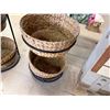 Image 4 : Qty 6 Woven Baskets 15" Dia, 5"H in 2 Metal Stands 37"H