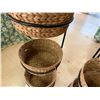 Image 6 : Qty 6 Woven Baskets 15" Dia, 5"H in 2 Metal Stands 37"H