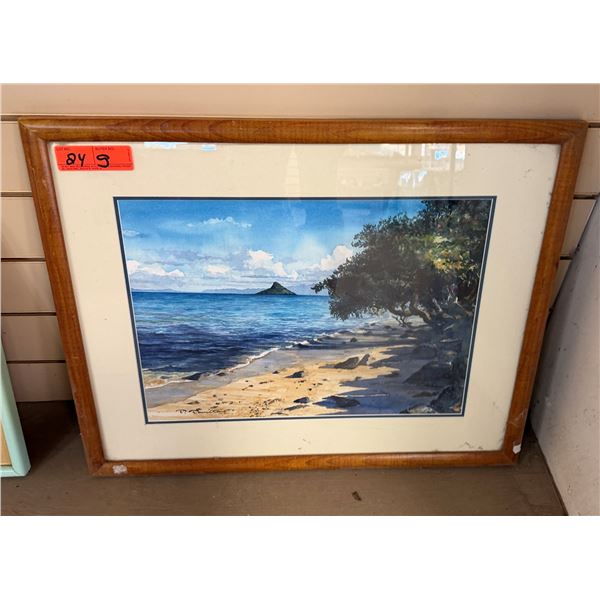 Ocean Scene Artwork, 25" x 21", Wood Framed & Matted